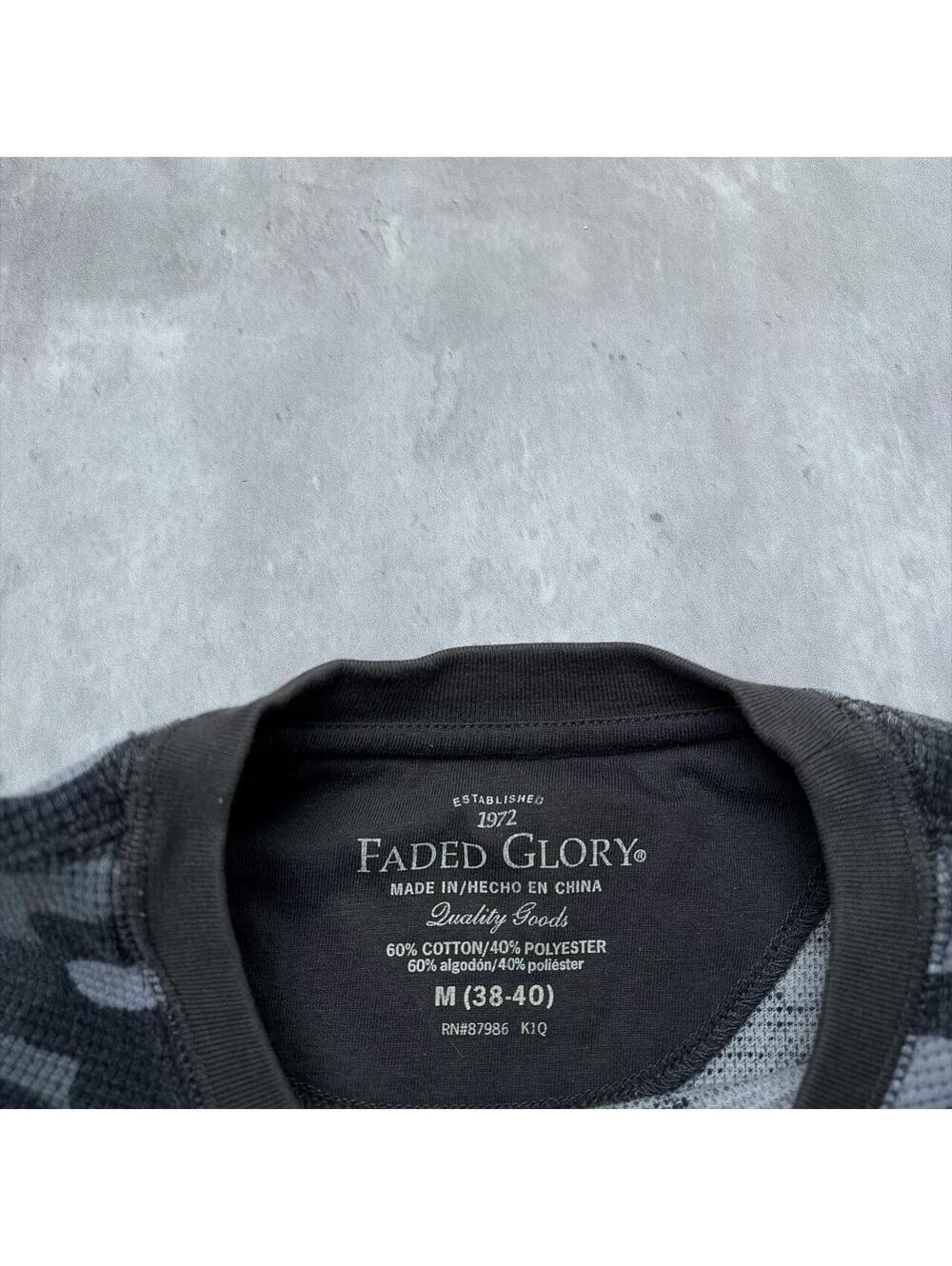 Y2K Grey Faded Glory Grunge Camo Long Sleeve Thermal Shirt - Picture 6 of 7